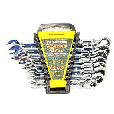 Набор рожково-накидных ключей FERRUM с трещеткой на кардане 8 шт